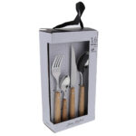 Jean Dubost (6 KNIFE+6 FORK+6 SPOON+6 TEASPOON) WOODY WOOD CLEAR REAL GIFT BOX