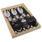 Jean Dubost 6 TABLE SPOON 1.5 MM LAGUIOLE BLACK HANDLE OSB OPEN BOX