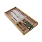 Jean Dubost 3-Piece Kitchen Knife Set – Paring, Kitchen, Santoku | 1920 Series, Oakwood Handle