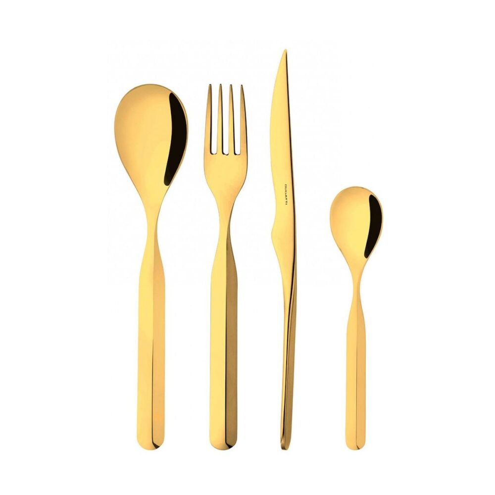 Bugatti Vidal 24-Piece Cutlery Set – Wenge Handle, Gold PVD Finish