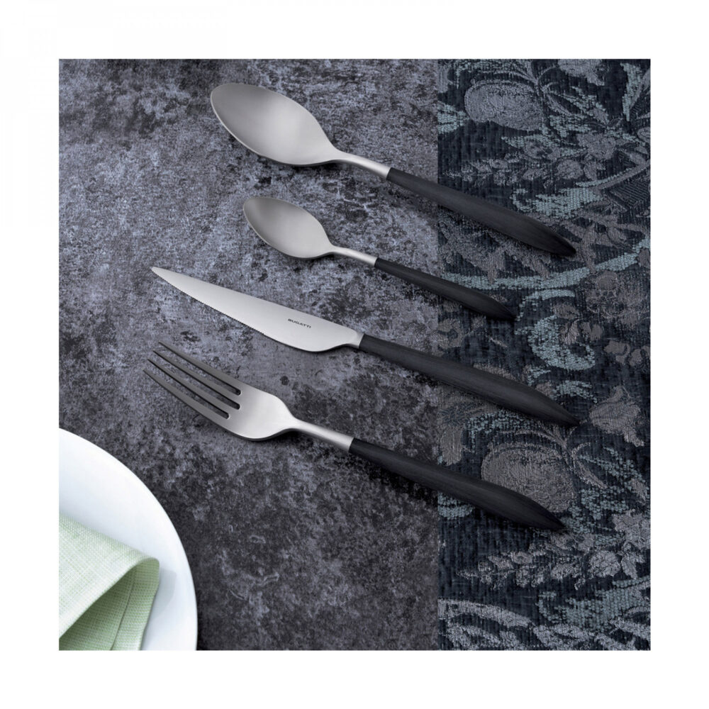 Bugatti ARES 24-Piece Cutlery Set – Black Matte Finish in Wenge Wood Box - Image 2