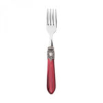 Bugatti Oxford Red Handle Old Silver-Plated Ring Fork - 6 Pieces