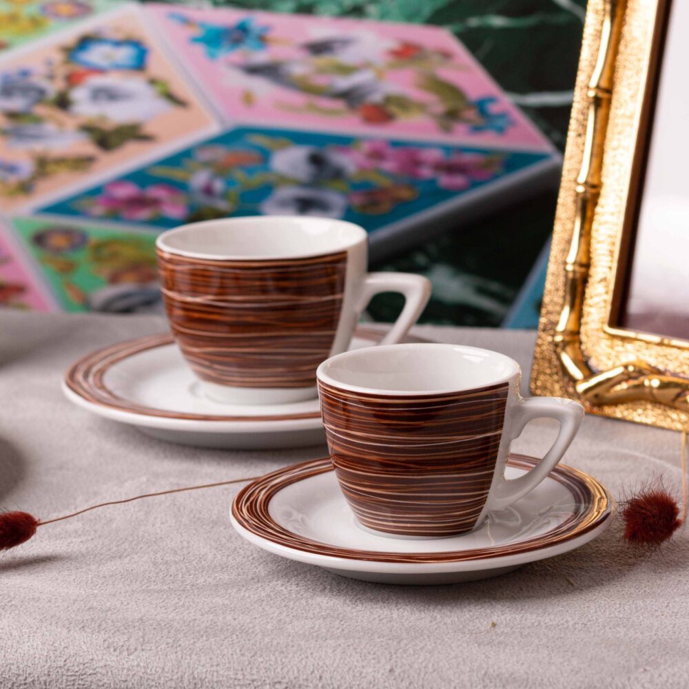 Thun Ceramic Coffee Set Elegant Wood Finish - 6 Pieces - Image 5